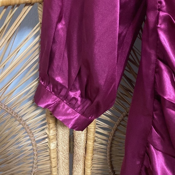 L‎ Love Women's Small Satin Faux Wrap Long Sleeve Dress - Pink / Purple - Picture 3 of 10